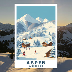 Affiche Aspen Colorado Vintage Ski Voyage Art