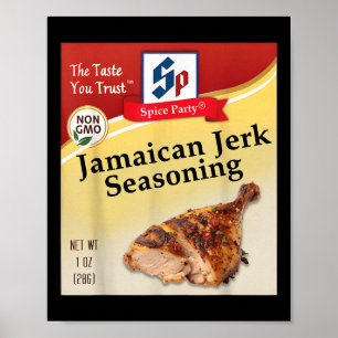 Affiche Assaisonnement Jerk Jamaïcain Condiment Fêtes d'ép