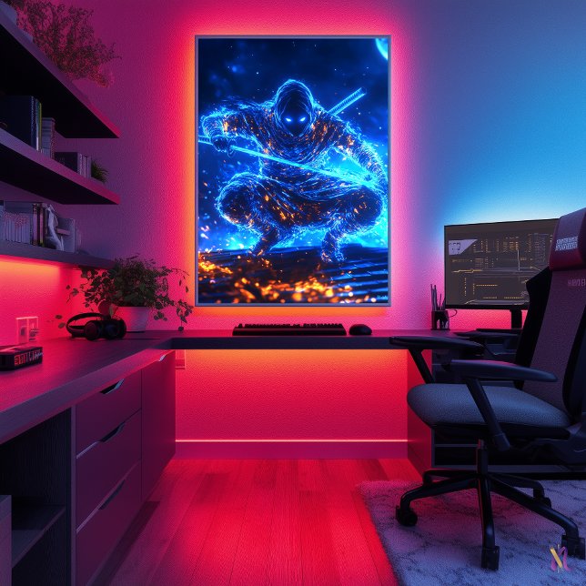 Affiche Assassin de l'ombre du néon - Cyberpunk Ninja dans (Créateur téléchargé)