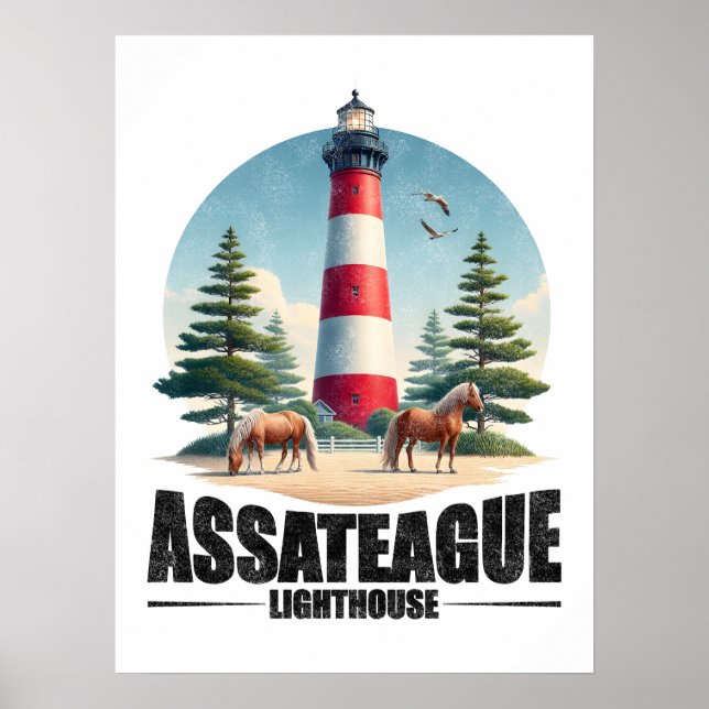 Affiche Assateague Lighthouse Vintage (Devant)