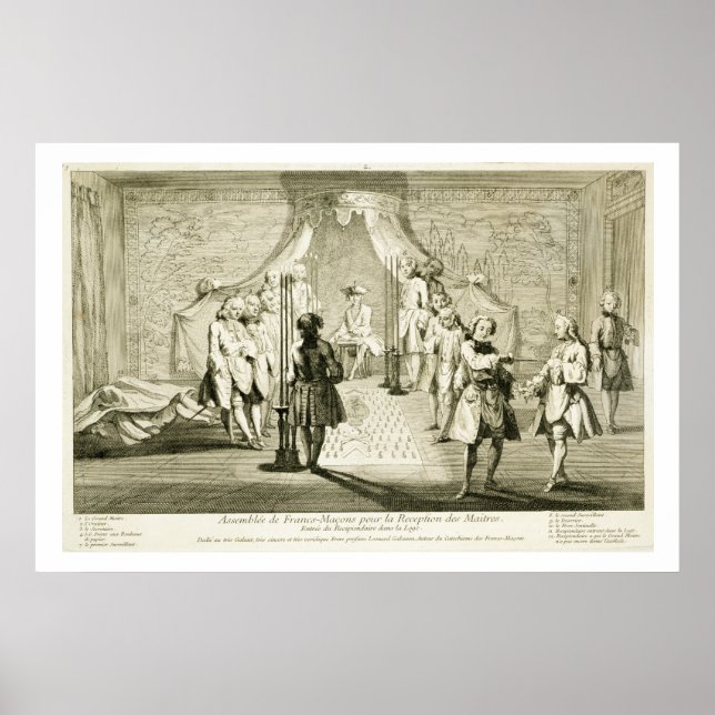 Affiche Assemblage de maçons libres pour l'initiation d'un (Devant)