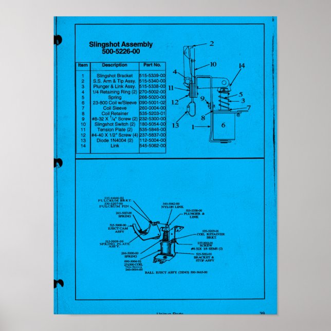 Affiche Assemblage de slingshot en pinball (Devant)