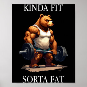 Affiche Assez en forme un peu gros - Ours de gym drôle d'h
