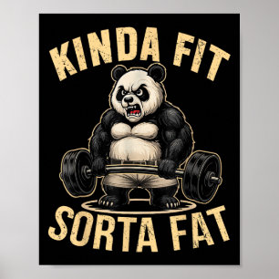 Affiche Assez en forme un peu gros - Panda de gym drôle d'