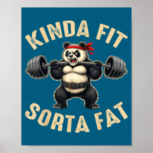 Affiche Assez en forme un peu gros Panda haltérophile des