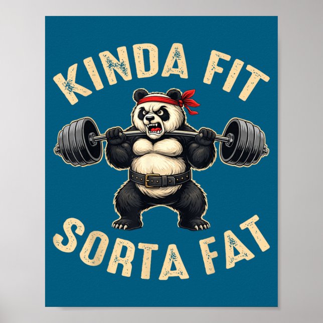 Affiche Assez en forme un peu gros Panda haltérophile des  (Devant)
