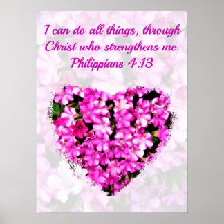 AFFICHE ASSEZ ROSE PHILIPPIENS FLORAUX 4:13 BIBLE VERSE