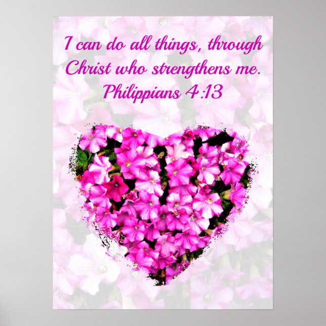 AFFICHE ASSEZ ROSE PHILIPPIENS FLORAUX 4:13 BIBLE VERSE (Devant)