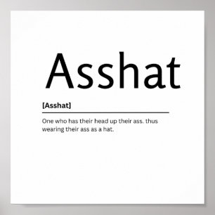 Affiche Asshat Dictionary Definition Drôle Citation d'art