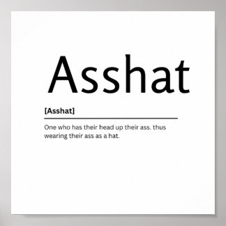 Affiche Asshat Dictionary Definition Drôle Citation d'art 