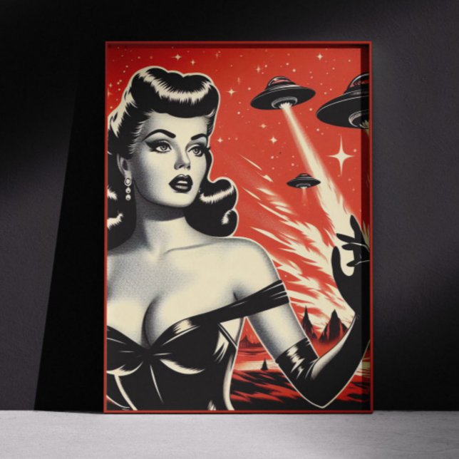 Affiche Assiettes Volantes Vintage Épinglées (Créateur téléchargé)