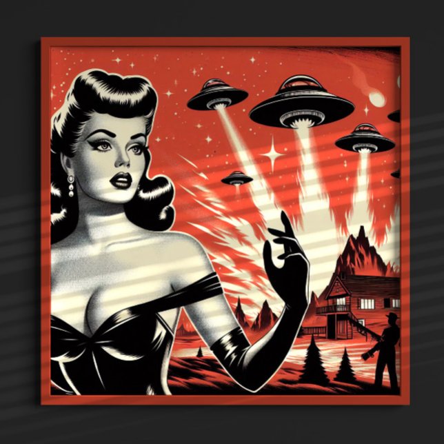 Affiche Assiettes Volantes Vintage Épinglées (Créateur téléchargé)