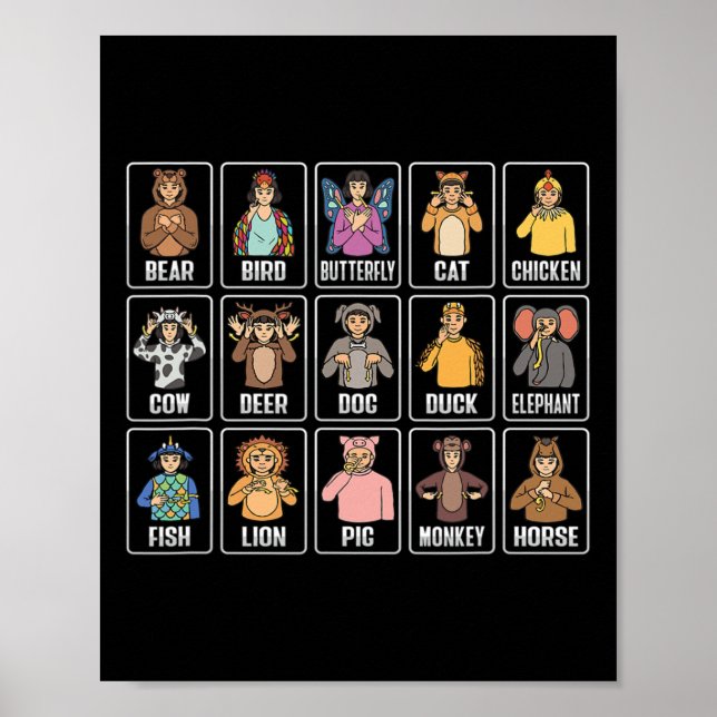Affiche Assil Gesture Animaux Sourds Perte auditive Adjudi (Devant)