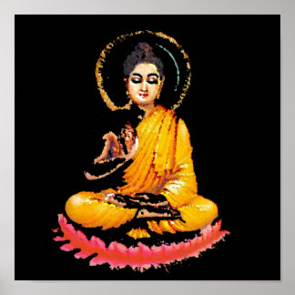 AFFICHE ASSIS À BUDDHA MÉDITER LA PAIX
