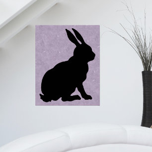 Affiche Assis noir Rabbit Silhouette Tall ears Violet