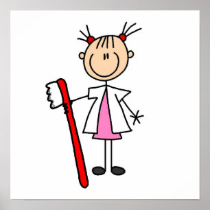 Affiche Assistant dentaire avec la brosse à dents