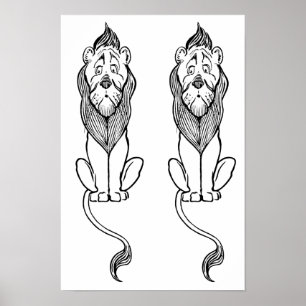 Affiche Assistant vintage d'Oz, Lion Cowardly