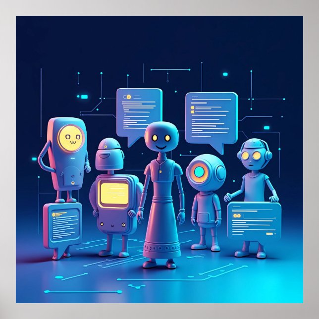 Affiche "Assistants futuristes à l'IA (Devant)