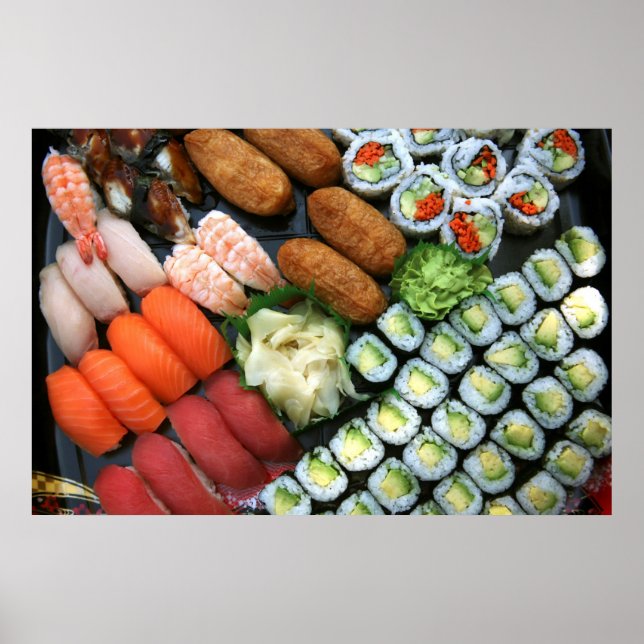 Affiche Assortiment de favoris de sushi japonais (Devant)