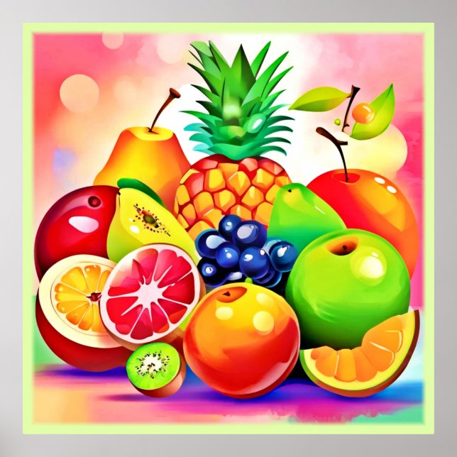 Affiche Assortiment de fruits tropicaux (Devant)