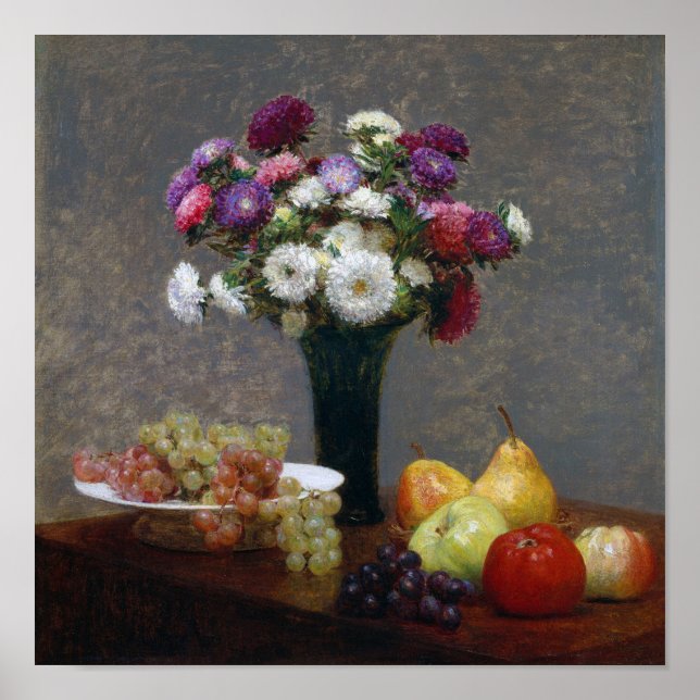 Affiche Asters et fruits, Henri Fantin-Latour (Devant)