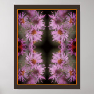 Affiche Asters rose sauvage Art Vintage