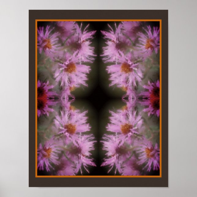 Affiche Asters rose sauvage Art Vintage (Devant)