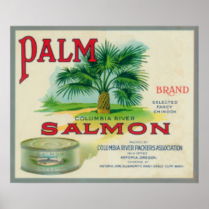 Affiche Astoria, Oregon - Palm Saumon Étiquette Coque