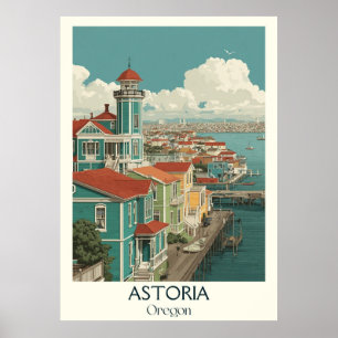Affiche Astoria Oregon Vintage Coastal City Travel Art