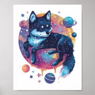 Affiche Astral Akita - Chien de l'Espace Cosmique