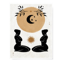 Astro Céleste Féminin Soleil Lune Boho Art