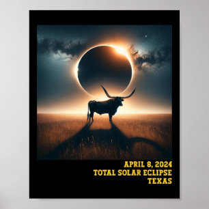 Affiche Astro commémoratif Texas Total Solar Eclipse 2024
