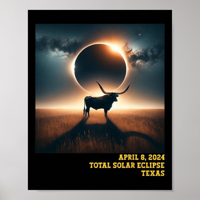 Affiche Astro commémoratif Texas Total Solar Eclipse 2024 (Devant)