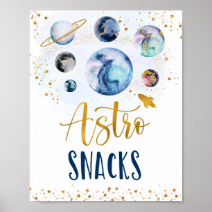 Affiche Astro Snacks Galaxy Blue Gold Space Anniversaire