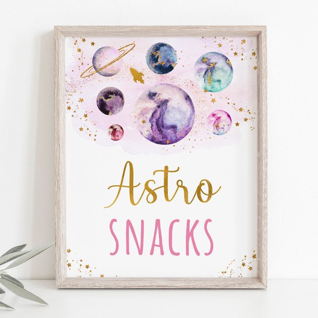 Affiche Astro Snacks Pink Gold Space Anniversaire (Créateur téléchargé)