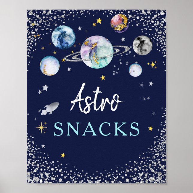 Affiche Astro Snacks Space Galaxy Fête d'anniversaire (Devant)