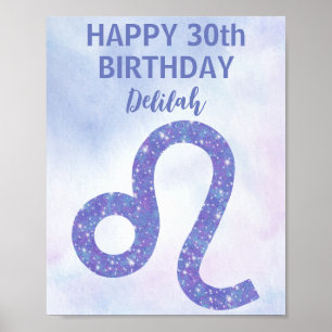 Affiche Astrologie Cute Leo Personnalisé Purple Anniversai