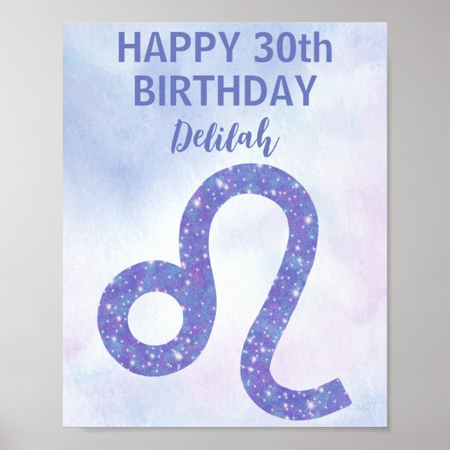 Affiche Astrologie Cute Leo Personnalisé Purple Anniversai (Devant)