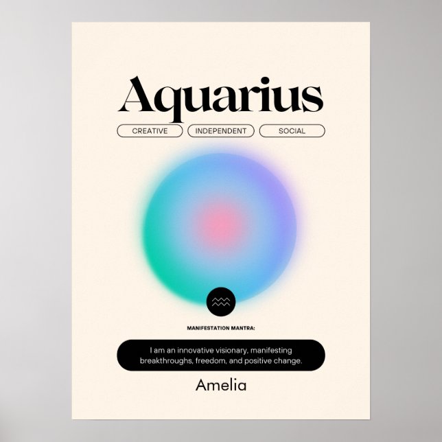 Affiche Astrologie SIGNE Zodiaque Aquarius (Devant)