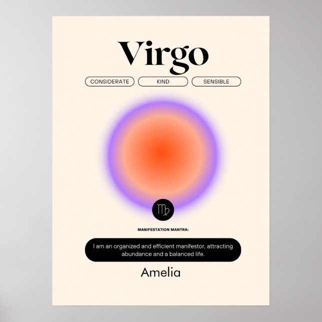 Affiche Astrologie SIGNE Zodiaque Virgo Anniversaire Saiso (Devant)