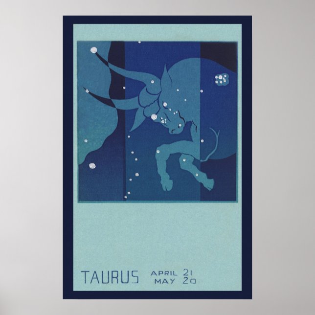 Affiche Astrologie vintage du Zodiaque, Constellation du T (Devant)