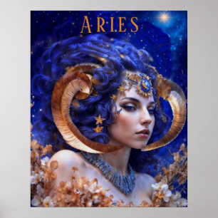 Affiche astrologique féminine Aries