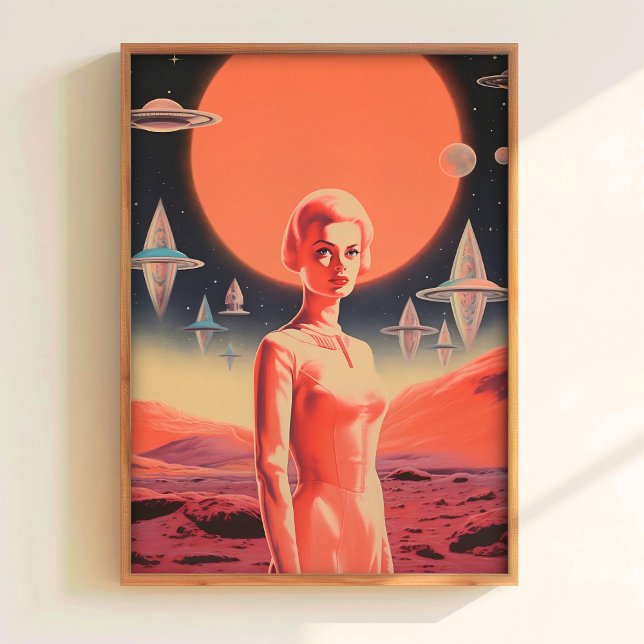 Affiche Astronaut Art Print Sci Fi Art UFO Wall Art Retro  (Créateur téléchargé)