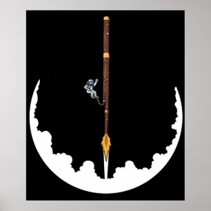 Affiche Astronaut Bassoonist Jazz Music Cadeaux Bassoon