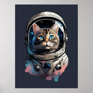 Affiche Astronaut Chat Dans L'Espace Aquarelle Art