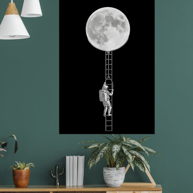 Affiche Astronaut Climbing the Moon – Surreal Space Art (Salon 1)