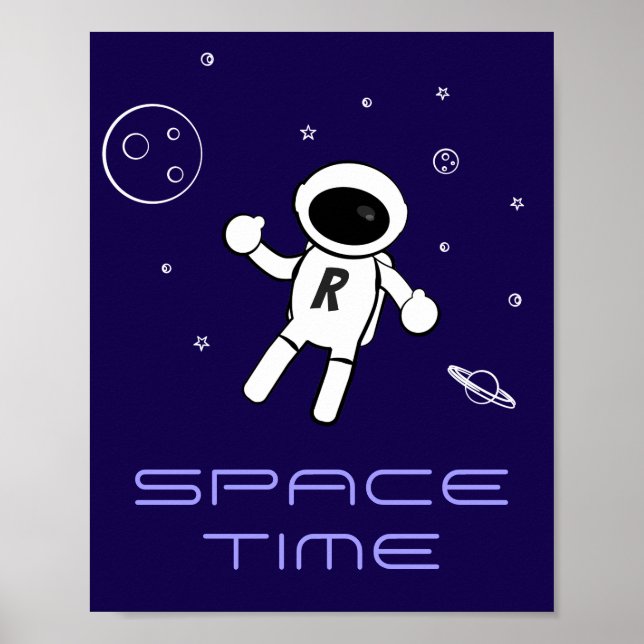 Affiche Astronaut dans l'espace - Art en violet, noir et b (Devant)