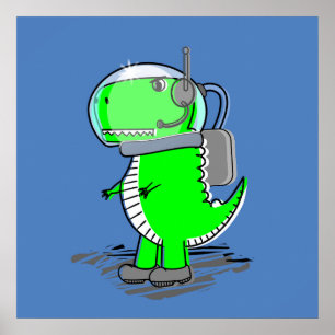 Affiche Astronaut mignon et en colère T-Rex Dinosaur