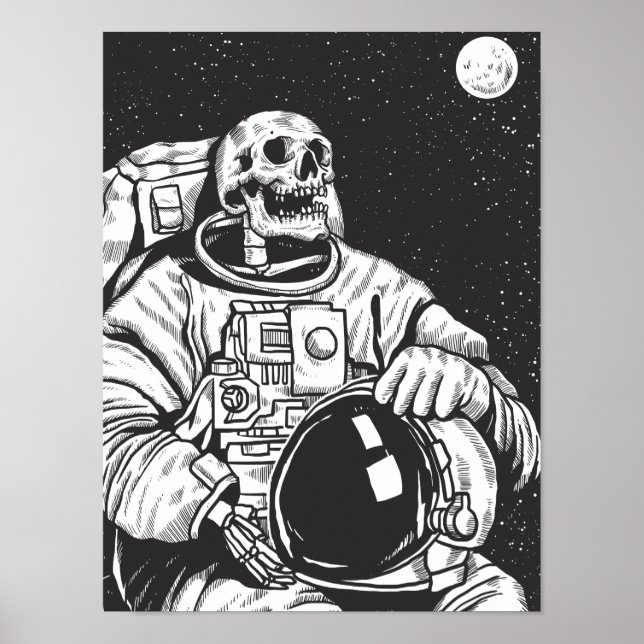 Affiche Astronaut Skeleton Crâne Éffrayant (Devant)