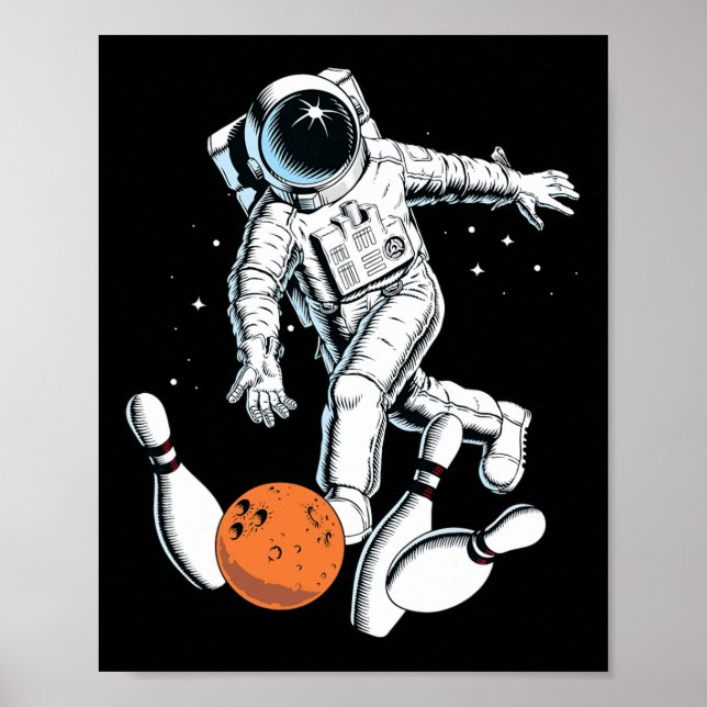 Affiche Astronaut Space Bowling Cool Astronaut Bowling Lov (Devant)